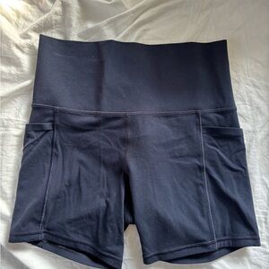 Athleta High-Waist Navy Women's Athletic Shorts with Side Pockets